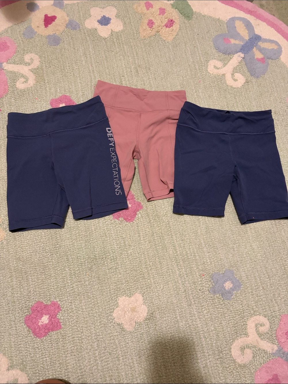 Athleta Girls' Bike Shorts in Navy & Dusty Rose